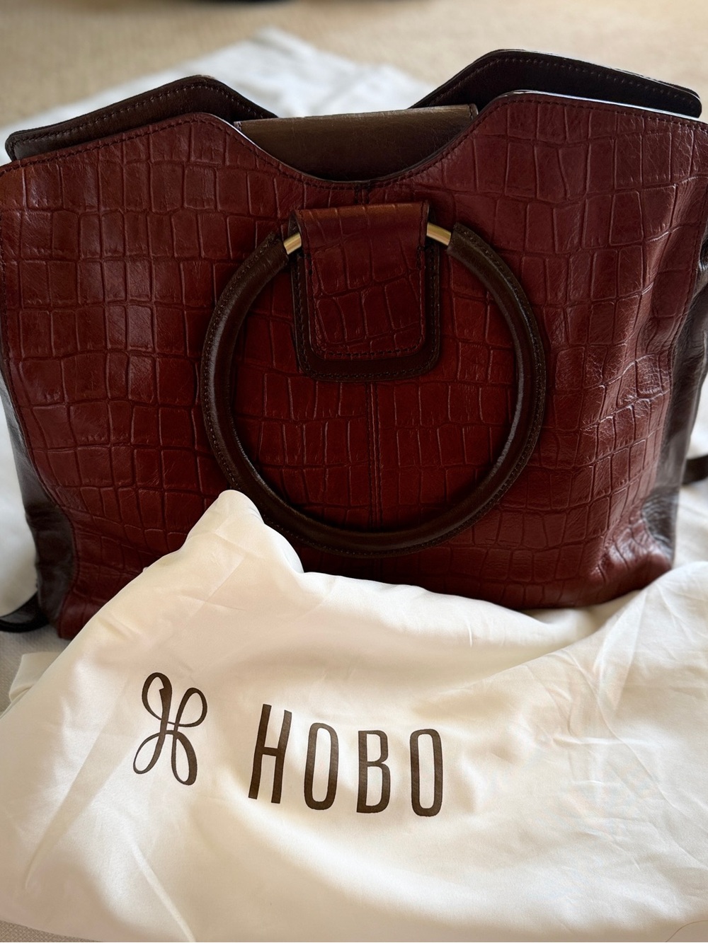 HOBO International Croc-Embossed Leather “Heidi” Satchel